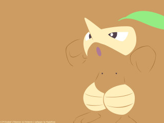 Cartoon face green leaf brown - shock art free wallpaper