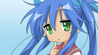 Anime girl blue hair green 6 - her lip free wallpaper