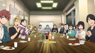 Group people sitting table food 6 - a group of people sitting free wallpaper