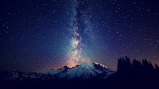 Night sky mountain stars bright - the top of the mountain free wallpaper