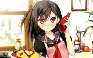 Girl red heart ketchup bottle - a red heart free wallpaper for desktop