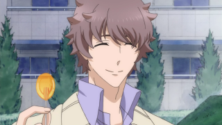 Man holding lollipop brick wall - a lollipop free wallpaper