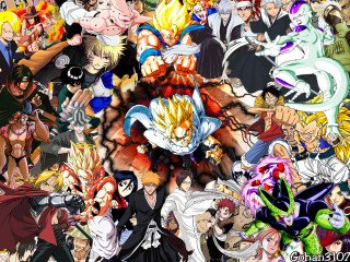 Anime collage characters grouped together - a collage of images free wallpaper