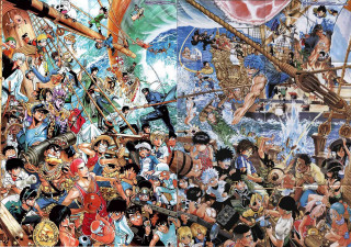 Pirate boat group maximalism detailed - a large group of people free wallpaper for desktop