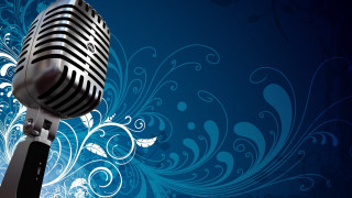 Microphone blue background floral design - a blue swirl free wallpaper for desktop
