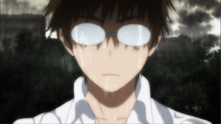 Man glasses white shirt staring - glass free wallpaper