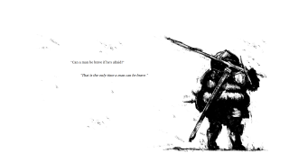 Man sword drawing quote artwork - rob rey and kentaro miura style free wallpaper