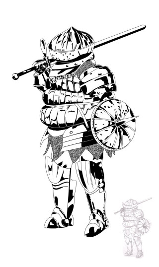 Drawing person armor sword helmet - a screenprint free wallpaper for mobile