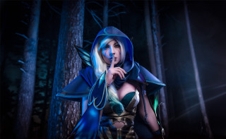 Woman blue outfit forest trees - a blue outfit free wallpaper for desktop