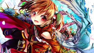 Anime character sword wings back - free fantasy wallpaper for desktop