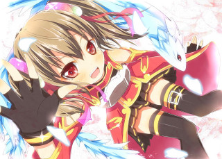 Anime angel wings red outfit - blue wing free wallpaper