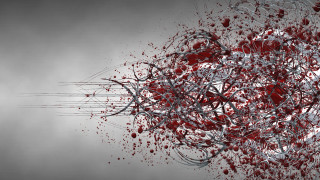 Red white objects floating gray - border free wallpaper