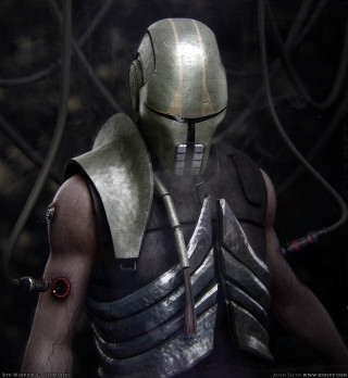 Futuristic man suit sword wires - the background behind free wallpaper