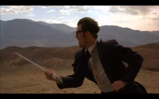 Man suit tie sword desert - adam rex free wallpaper