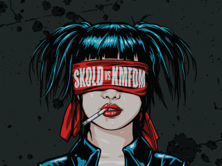 Woman cigarette blindfold eyes read - underground comix free wallpaper