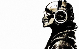 Skull headphones jacket black white - punk art free wallpaper for desktop