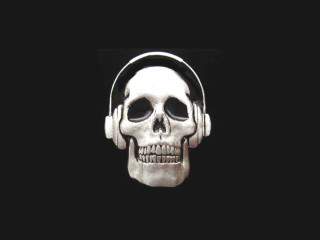 Skull headphones black background white - a white skull free wallpaper