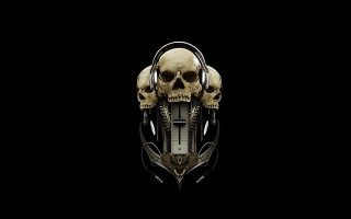 Skull headphones black background abstract - headphone free wallpaper