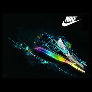 Nike shoe rainbow painted black - free neon wallpaper for tablet