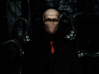 Creepy man red tie octopus - eldritch free wallpaper