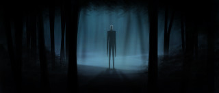 Creepy person forest night standing 3 - their face and body free wallpaper