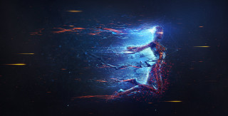 Woman reaching sky bright light - affinity photo free wallpaper for desktop