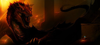 Dragon fire embers molten sunset - a large head free wallpaper for desktop