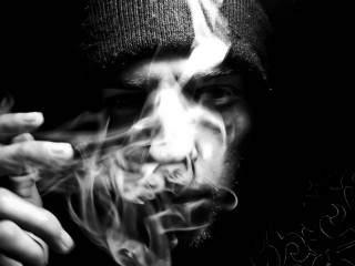 Man beanie smoking cigarette dark - his mouth free wallpaper for desktop