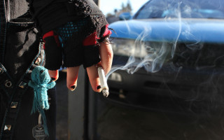Person cigarette stuffed animal car - a car in the background free wallpaper