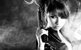 Woman holding gun smoking cigarette 2 - the other hand free wallpaper for desktop