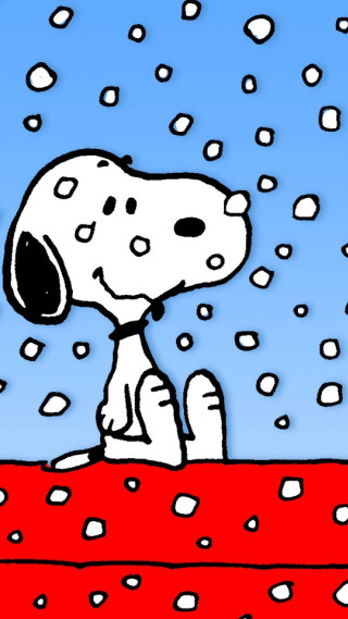 Cartoon dog sitting blanket snow - free christmas wallpaper for mobile