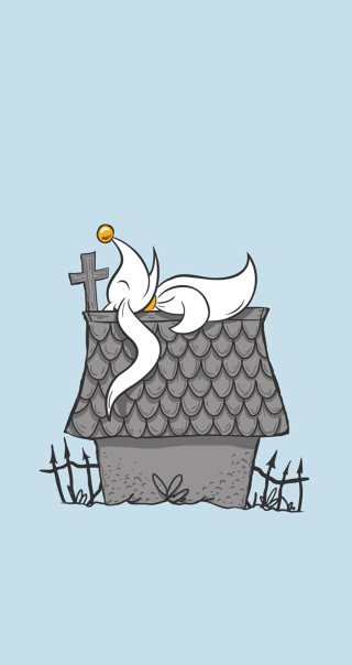 Bird flying roof cross sitting - flowing free wallpaper for mobile