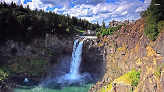 Man waterfall building cliff background - twin peak free wallpaper for desktop