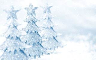 Snow covered trees blue sky 2 - ambient occlusion free wallpaper