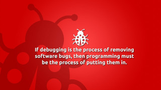 Red background debugging quote software - free technology wallpaper