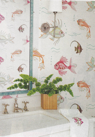 Bathroom sink mirror fish plant - movement free wallpaper