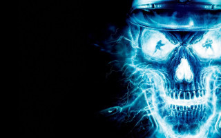 Skull helmet blue lightning effect 3 - a helmet free wallpaper