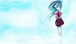 Cartoon girl blue hair pink 2 - fullbody free wallpaper for desktop