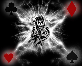 Skull sculler flag spade card - dark art free wallpaper for desktop