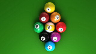 Pool table eight balls triangle - photorealism free wallpaper for desktop