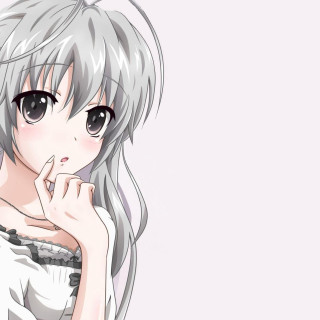 White haired girl blush anime - long white hair free wallpaper for tablet