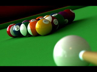 Pool table cue eight ball - a green cloth free wallpaper