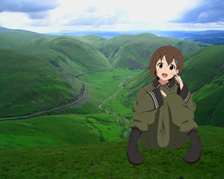 Woman hill green valley river - a hill free wallpaper