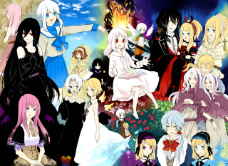 Anime characters colorful hair clothes 2 - different hair color free wallpaper