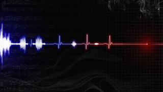 Red blue heartbeat music smoke - music note free wallpaper