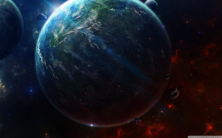 Computer generated planet space stars - star and planets free wallpaper