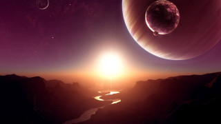 Planet river distant light horizon - a view of a planet free wallpaper