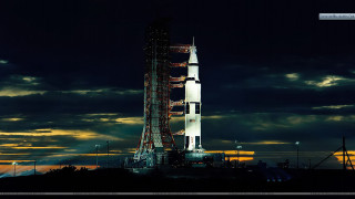 Rocket building cloudy night full 2 - alan bean free wallpaper