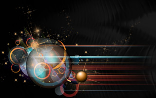 Black background shiny ball stars - an abstract painting free wallpaper for desktop