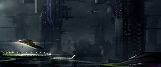 Futuristic city building aurora night - a futuristic looking building free wallpaper